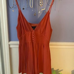 Coral V-Neck Romper Spring Summer Casual Picnic